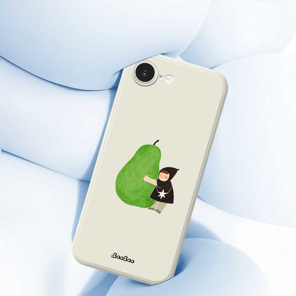 Pro iPhone 16e Pouzdro Hug Zelená Hruška Vzor Potisk Rovná Hrana TPU Kryt na Zadní Stranu Telefonu