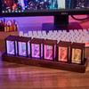 QuiExact Nixie Tube Clock, Retro Modern Desk Clock, Digital Alarm Clock with Seven-Color LED Gradient, Adjustable Brightness, Wooden Countdown,
