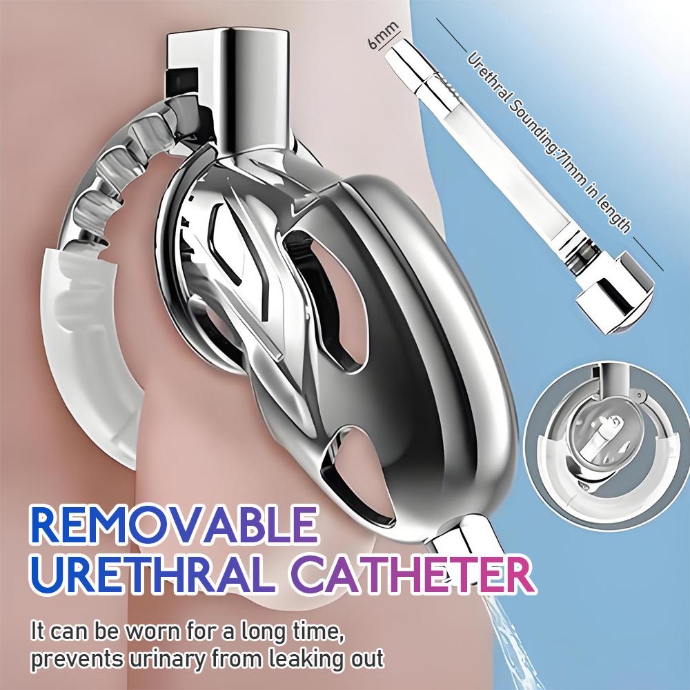 2026 New Upgrade One-Piece Adjustable Snap Ring Metal Chastity Cage Men's CB Cock Cage SM Aluminum Alloy Urethra Lock Device Toy