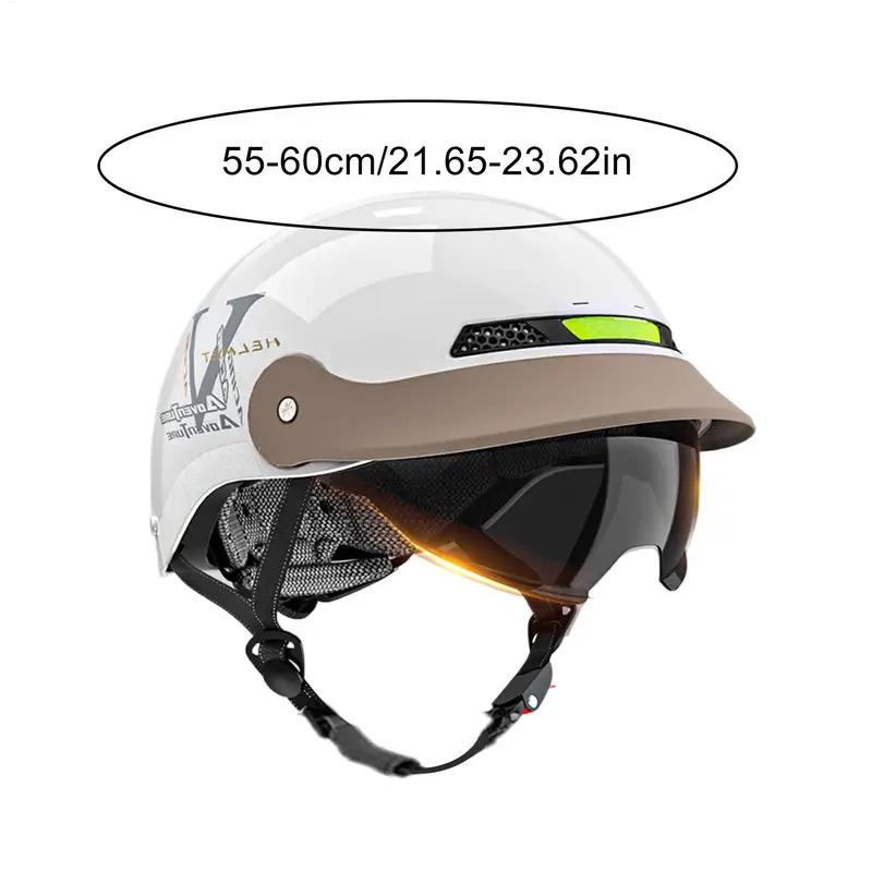 Motorcycle Half Helmet Open Helmet With Sun Visor Quick Release Motorcycle Head Gear For Men Cycling Scooter Skateboard Cruiser