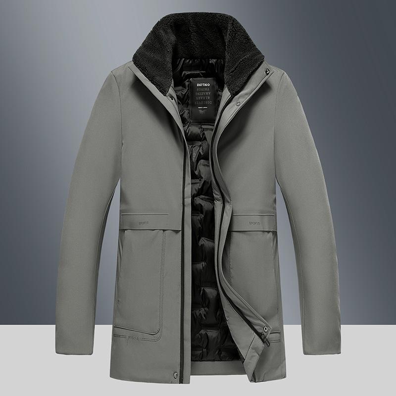 

Мужская хлопковая куртка с воротником из овечьей шерсти для среднего и пожилого возраста, новинка 2025 года, утолщенная хлопковая одежда, зимняя пуховая куртка для папы 5XL хаки