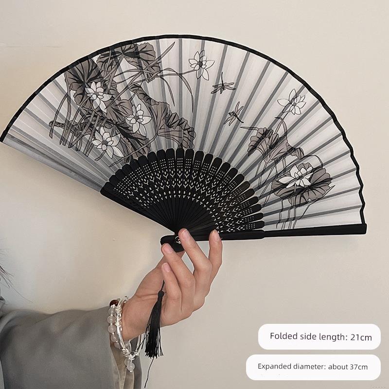 Summer Folding Fan, Traditional Chinese Style, New Chinese Style, Ancient Style Small Fan, Black, Simple and Durable, Children's Bamboo Fan, Portable