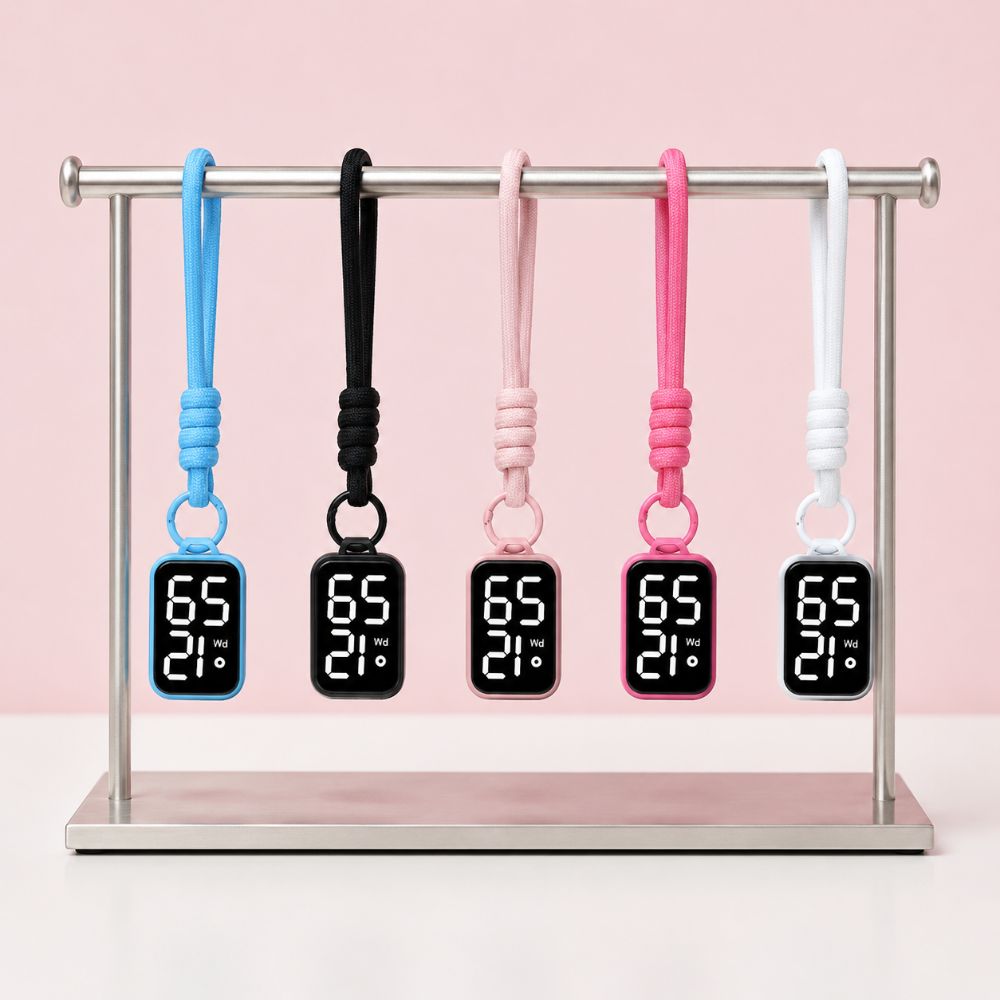 Big Numbers Pocket Watch Keychain LED Digital Watch Portable Electronic Hanging Watch  Kid Adult