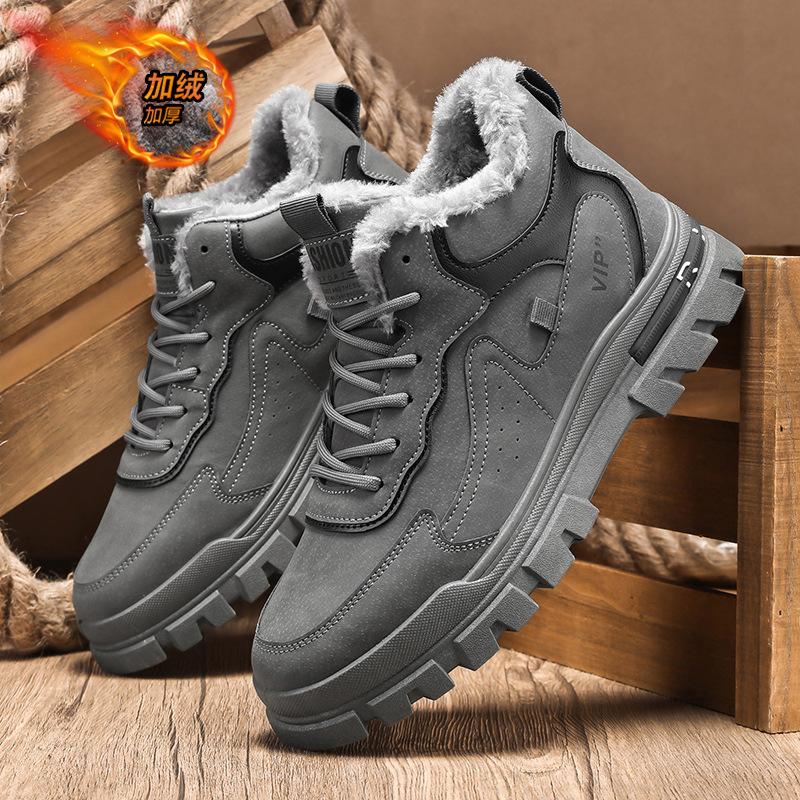 Men's Boots Fashion High Top Cotton Shoes Plush Warm Snow Boots Outdoor Waterproof Platform Boots Winter Men Sneakers