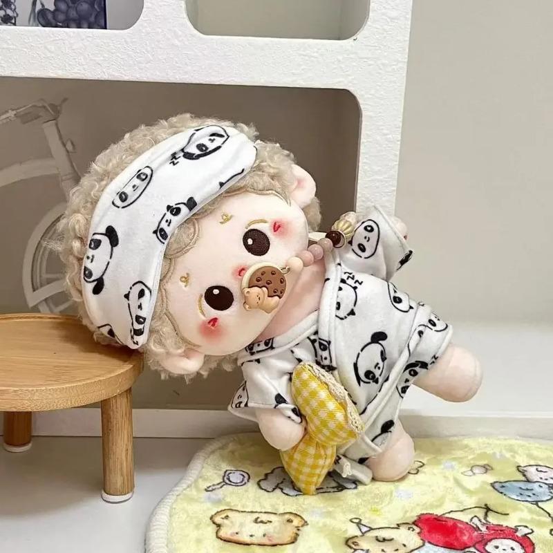 Doll Clothes for 17-20cm Handcrafted Panda Sleepwear Outfit Compatible with Labubu Cotton Dolls
