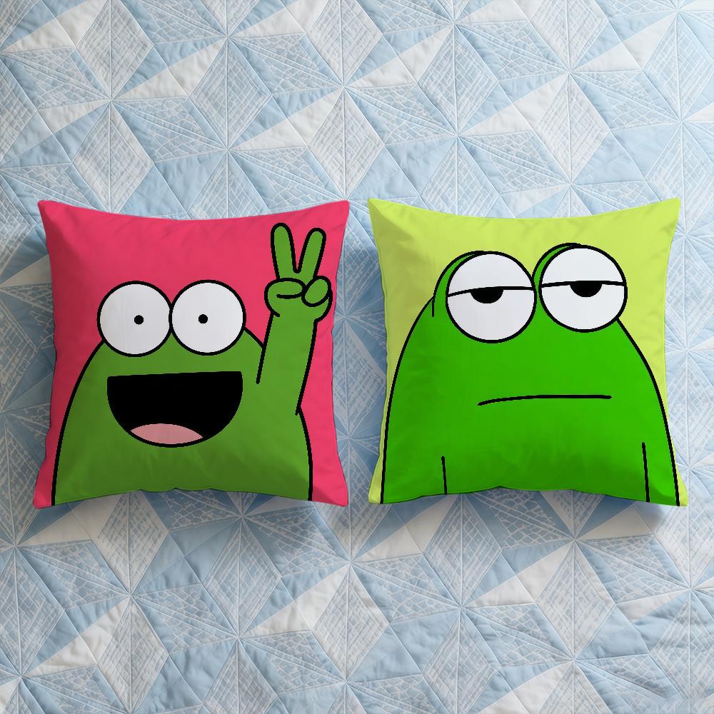 Frog Cushion Cover Soft Case For Sofa Living Room Green Home Comfortable Office Decor Protective Funny Cute Pillow Covers