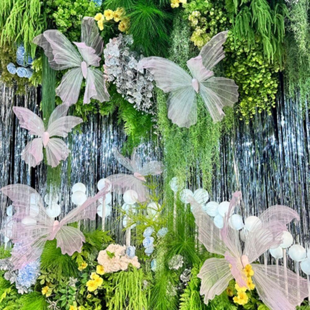 NEW 3D Simulated Flowers 40CM Colorful Veil Butterfly Large-scale Giant Layout Background Decoration Road