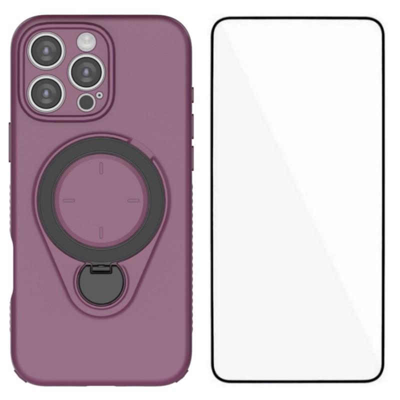 For iPhone 16 Pro Max Case with Tempered Glass WANLONFENG JH Series PC TPU Kickstand Phone Cover