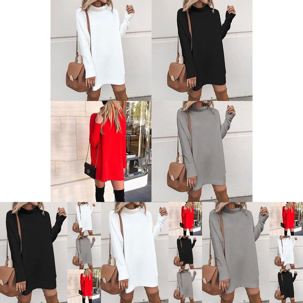Ultra-soft Women Warm Knitted Long Sleeve Dress Perfect For Autumn And Winter