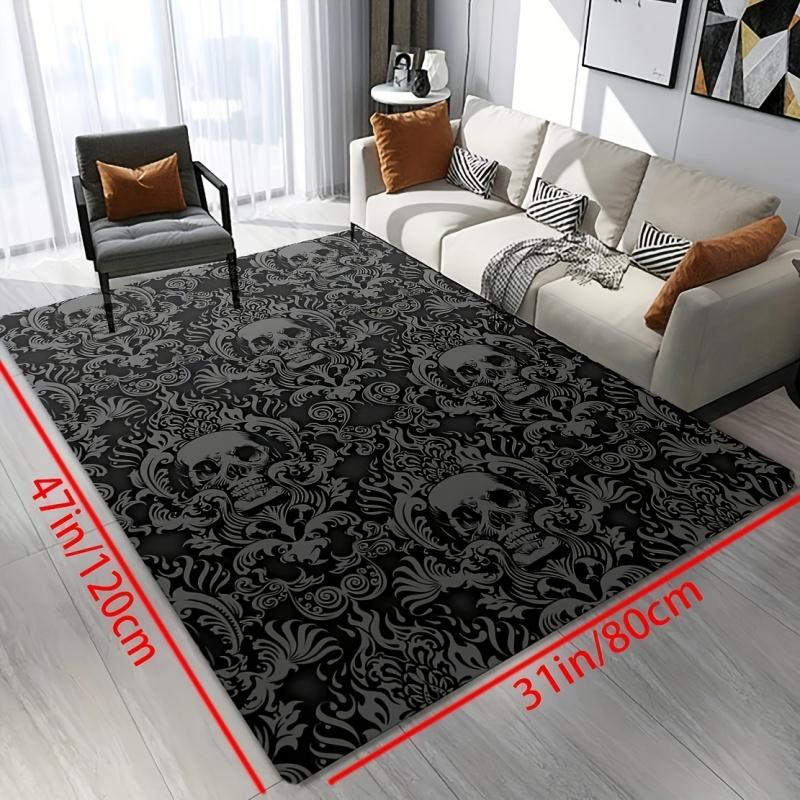 VIKAMA  Skull Pattern Living Room & Bedroom Rug Machine Washable Soft Comfort Rug Suitable For Living Room And Bedroom Decor