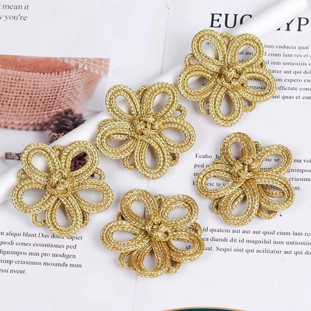 Golden Chinese Frog Buttons Flower Fastener Tang Suit Buttons  Handcraft Accessories