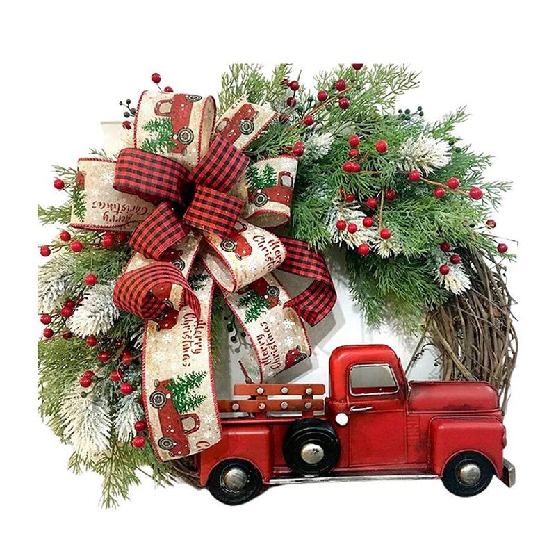 15.7 Inch Christmas Wreath Decor Garland Artificial Flower Wreath Perfect For Christmas And New Year Decoration Easy Install