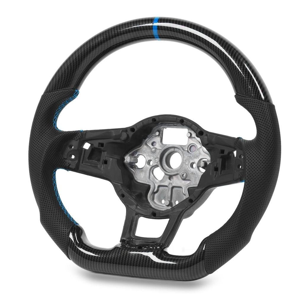 Hydro‑Dip Carbon Look Steering Wheel Perforated Leather Flat Bottom for GLI R GTD MQB