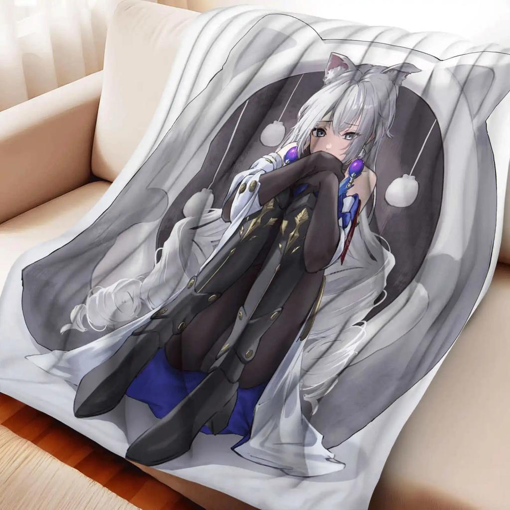 Game Honkai Impact 3 Bronya Zaych Flannel Blanket Warmth Soft Air Conditioning Otaku Nap Blanket Multifunctional Decor Blankets