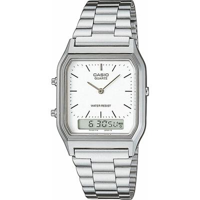 Casio AQ-230A-7D Analog-Digital Watch Silver Dial Metal Strap Unisex