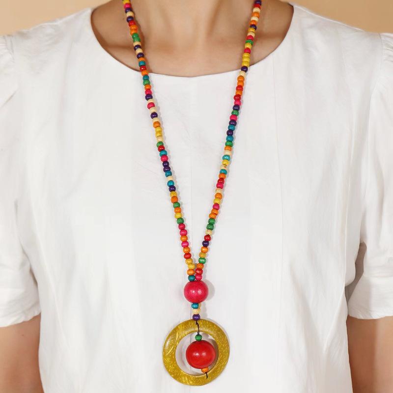 JMXD-Богемный этнический стиль ожерелье кулон из кокосовой скорлупы разноцветное многослойное с бусинами ретро ручной работы ожерелье женские украшения