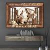 "Have a seat" Cows By The Window Poster Vintage Animals Cow Donkey Canvas Painting Farmhouse Wall Art Pictures Farm Home Decor