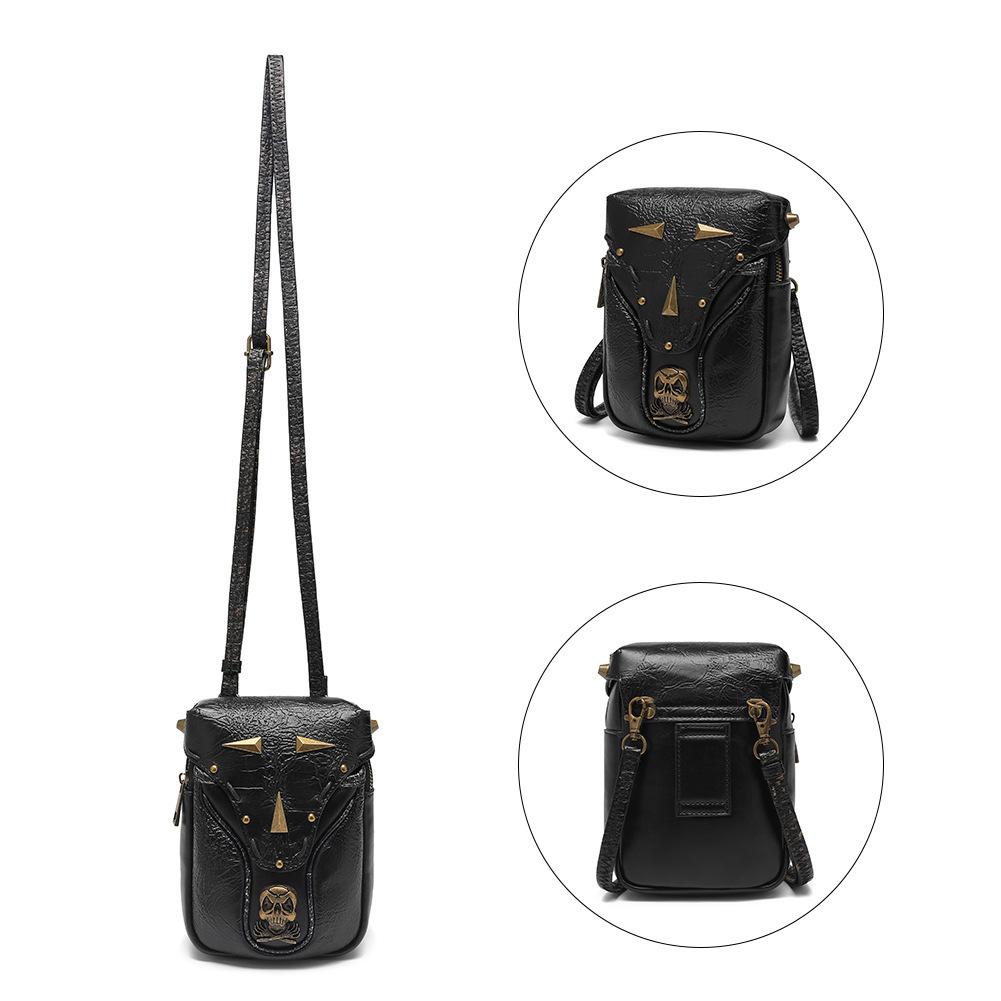 Ladies' Single-shoulder Crossbody Bag, Mini Skull Motorcycle Bag, Mobile Phone Bag