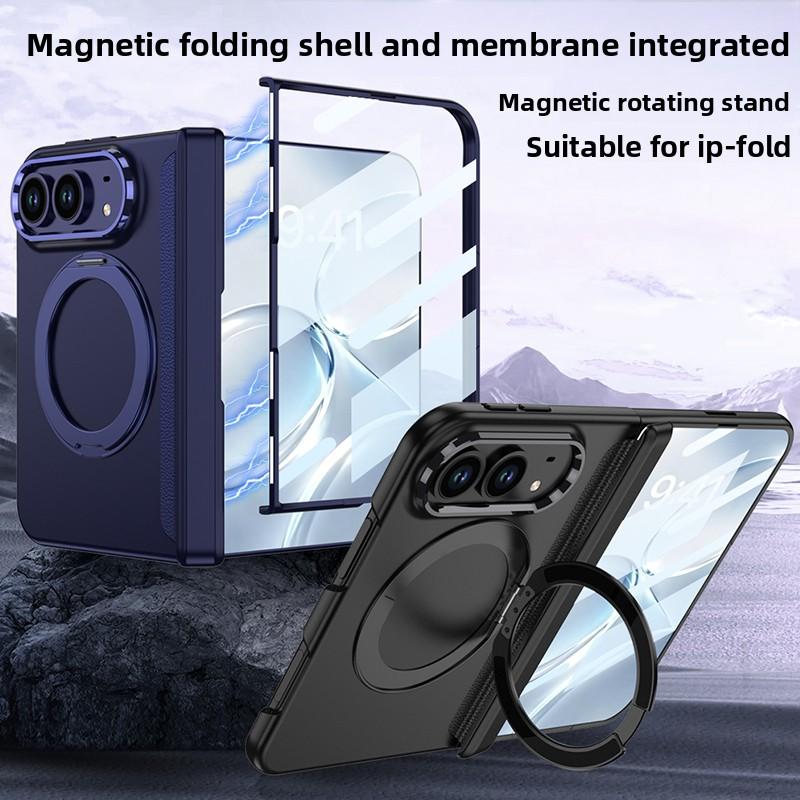 Luxury 360 Rotating for Magsafe Magnetic Bracket Case for IPhone Duo Fold Hinge Protection Screen Protector Phone Hard Cover