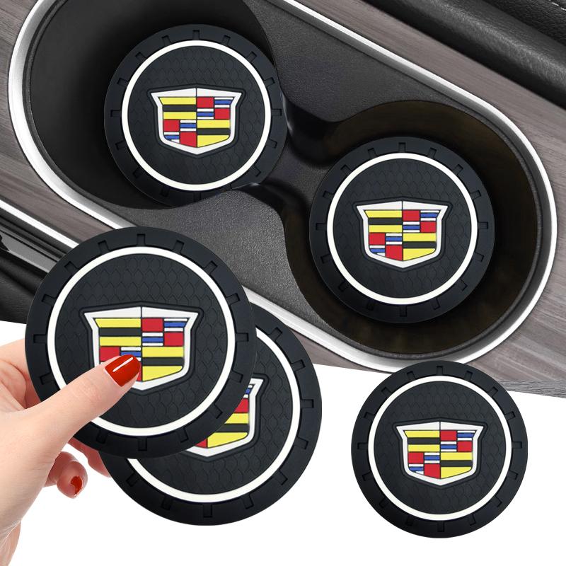 1/2pcs Car Coasters Water Cup Holder Pads Cup Slot Non-Slip Mat Interior Accessories For Cadillac Logo CT4 CT5 XT5 XT6 XTS ATS-L