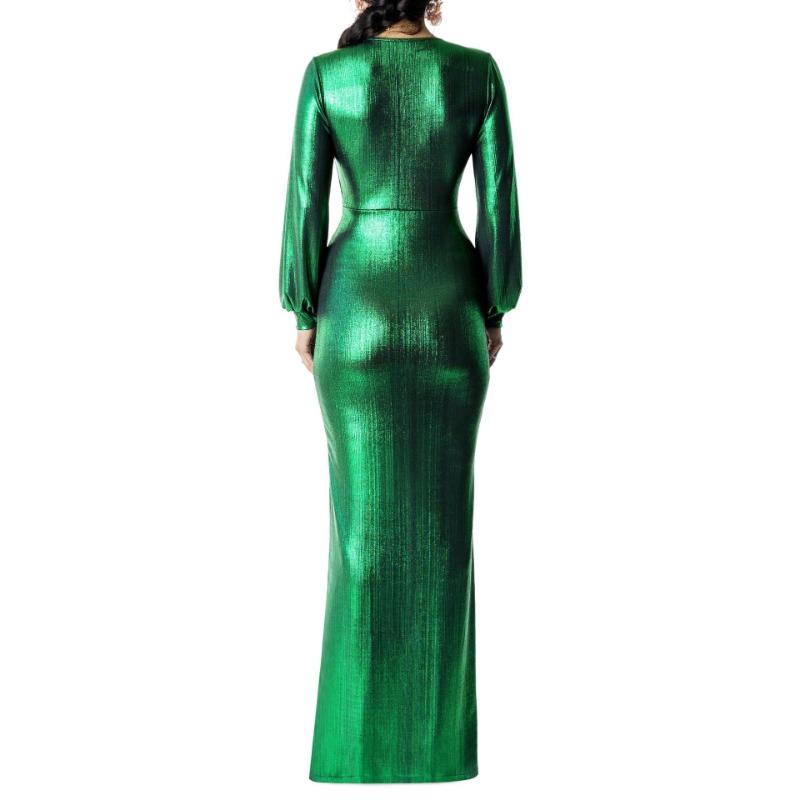 Robe de soirée moulante et sexy de couleur unie pour femme