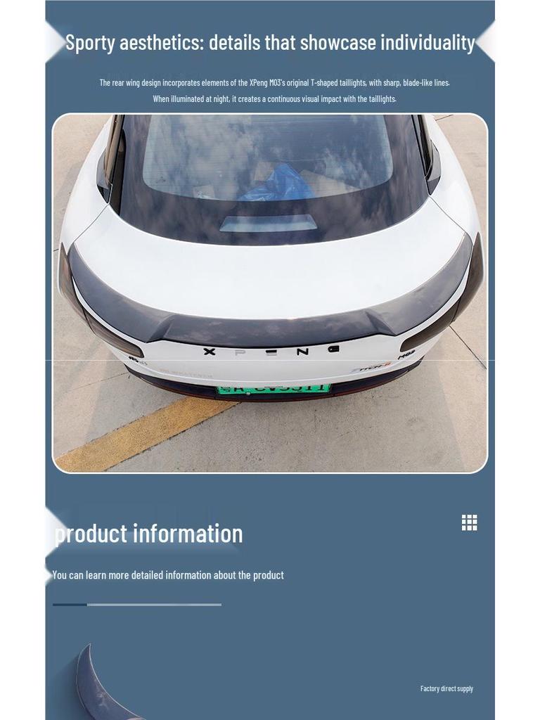 Compatible with XPeng MONA M03: Sports Rear Wing, Blade Spoiler Upgrade, and Exterior Modification Accessories.