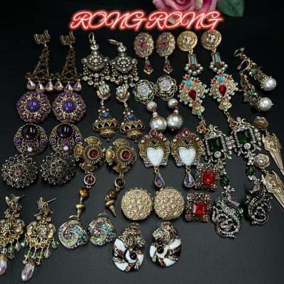 Boucles d'oreilles antiques de haute qualité style palais vintage industrie lourde française collection de bijoux européens haut de gamme