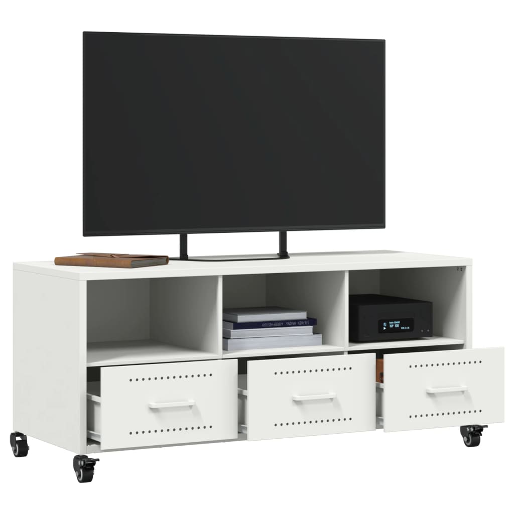 TV Stand White 100.5 x 39 x 43.5 cm Steel