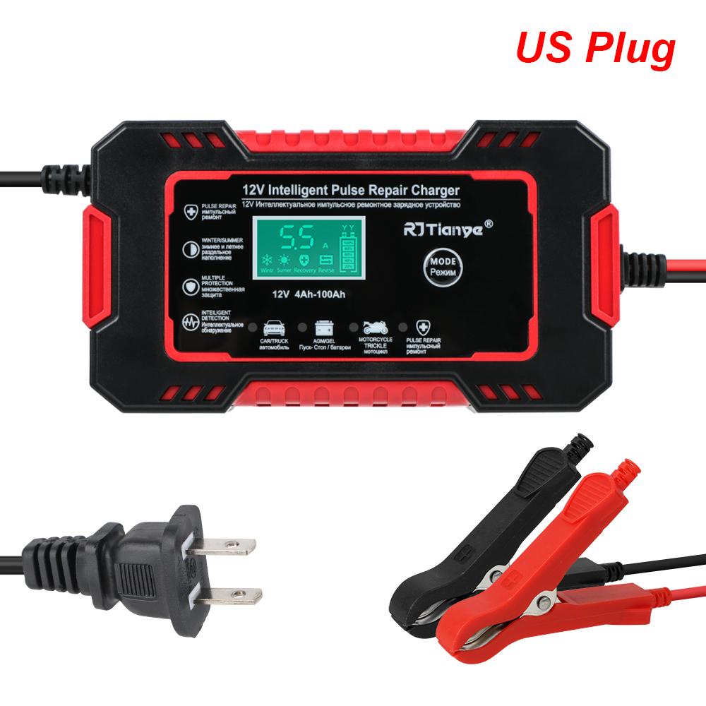 Car Battery Chargers 6A 12V 80W Digital Intelligent Pulse Repair Storage Cell Lead Acid Batteries Chargers For Boat Motorcycle