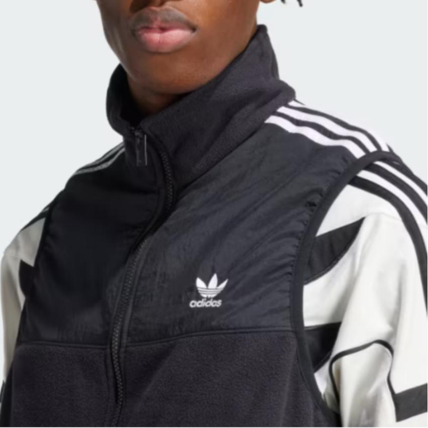 adidas Originals Adicolor 3-Stripes Stand Collar Casual Sports Vest Men Vests Black IZ4799