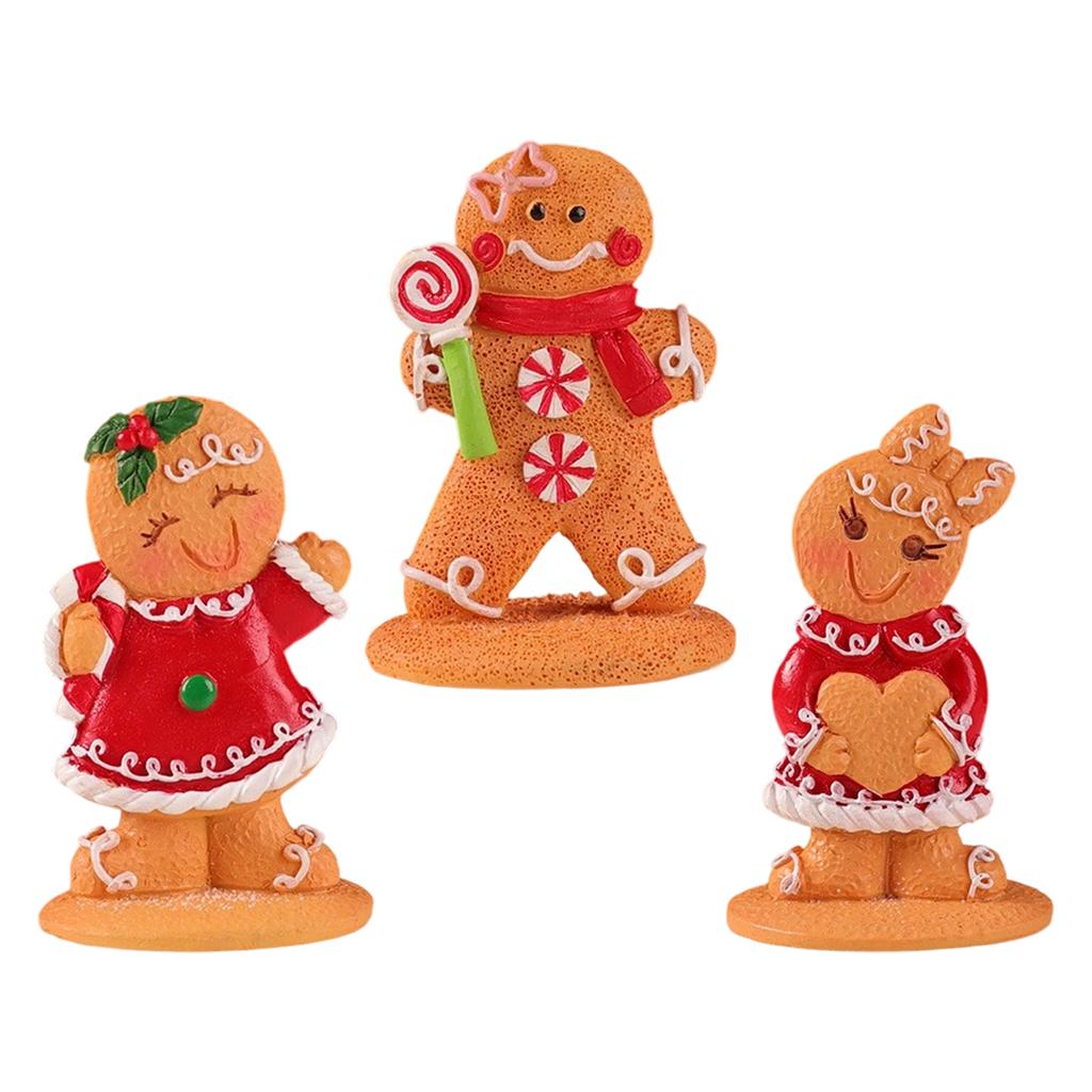 Gingerbread Man Resin Ornament Christmas Figurine Decoration For Tabletop Shelf Display Holiday Party Centerpieces