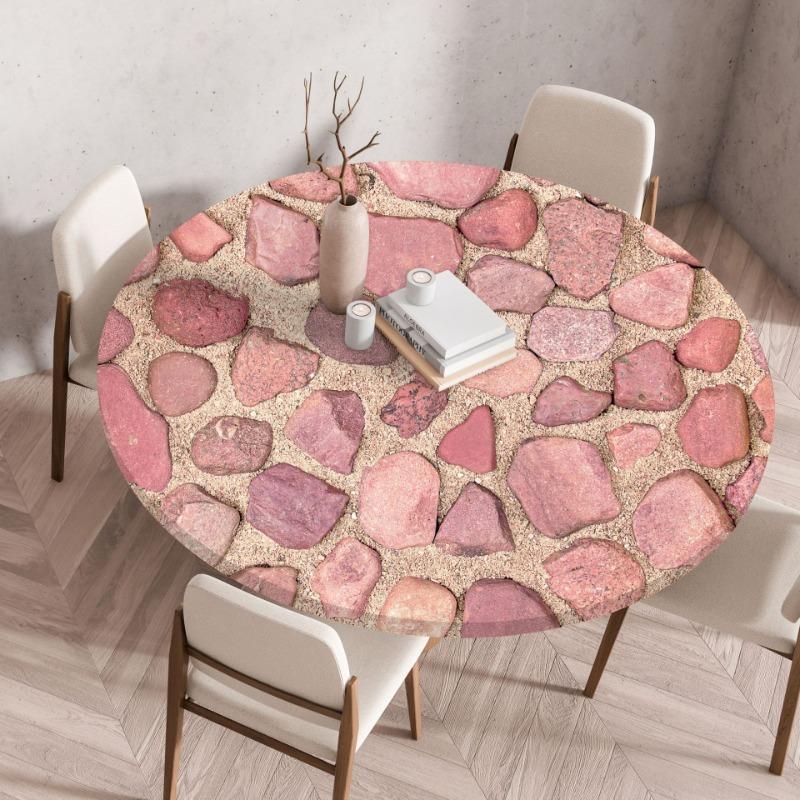 Waterproof Oil-Proof Reusable Tablecloths Round Tablecloth Wood Texture Tablecloths Elastic Fitted Home Round Table Cover