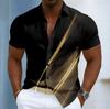 Camisa de manga corta con estampado de rayas degradadas para hombre, Blusa de fiesta casual de lujo para primavera y verano, Top casual holgado