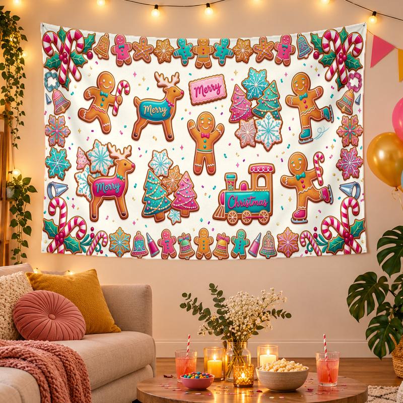 Christmas Theme Wall Tapestry, Xmas Wall Hanging, Holiday Home Bedroom Decoration