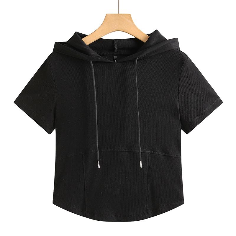 

Спортивное худи с высокой талией для миниатюрных женщин: Топ модный приталенный с коротким рукавом в корейском стиле Extra Large