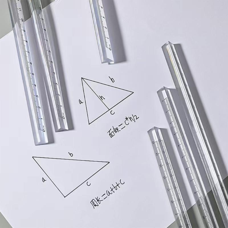 2Pcs Clear Triangular Scale Ruler 15cm 20cm Plastic Drawing Ruler Geometry Tool for Measuring Engineering Drawing