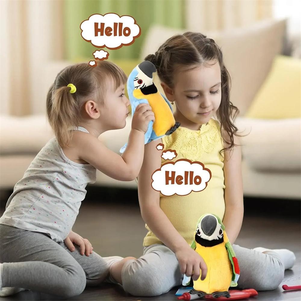 Talking Parrot Repeat What You Say Electronic Record Bird Shake Wings Plush Interactive Toys for Kids Christmas Birthday Gift