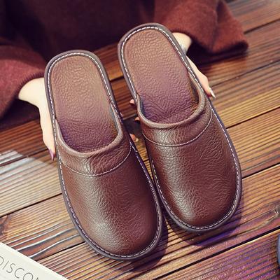 Home Slides Slipper Men Indoor Fur PU Leather Mule Mens Autumn House Flip Flops Male Husband Guest Slippers Big Size 47 48