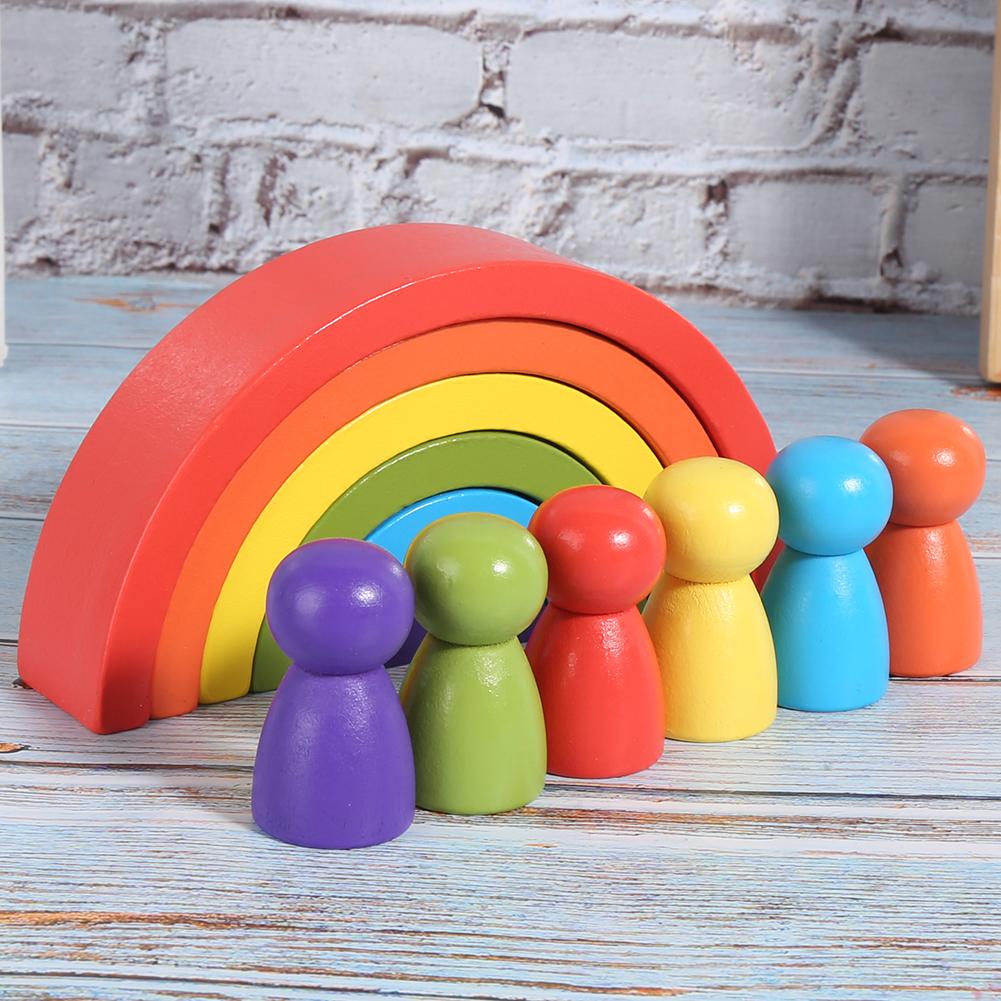 Building Blocks Toy Set Wooden Arch Stacker Baby Creativity Infant Educational Toys(Blocks Small