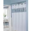Striped Polyester Shower Curtain With Punched Grommets And Seam Construction For Hotel Use