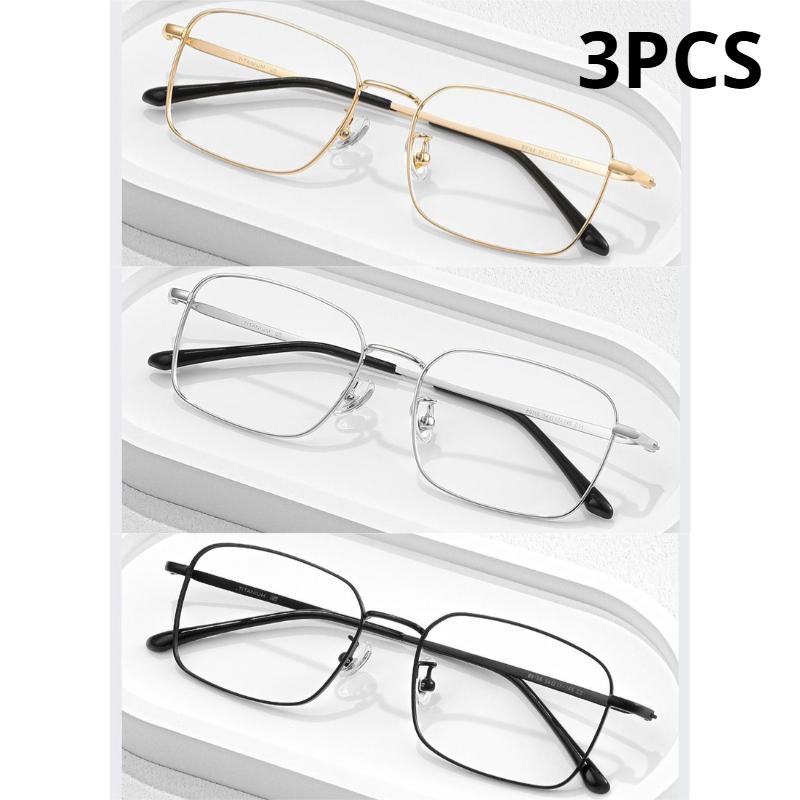 

3Pcs Fashionable Comfortable Glasses Retro Pure Luxury Eyewear Small Size Prescription Eyeglasses Frame Men Women Myopia Glasses +2.5