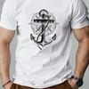 T-shirt Grafica da Uomo con Ancora Nautica Blu Reale T-shirt Marittima Camicia Estiva per Outfit da Spiaggia Abbigliamento Uomo