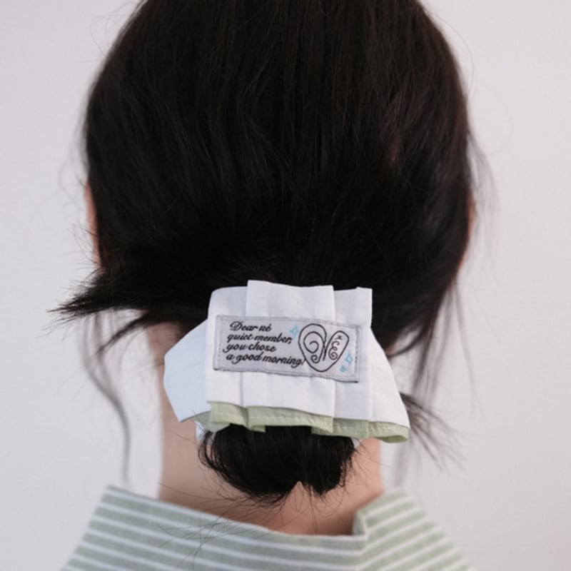 Ne Rory Layered Pleats Scrunchie (white+light Green)