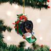 2D Dachshund Pendant Merry Christmas Double Sided Christmas Hanger Oranments Dachshund Cute Acrylic Christmas Dog Pendants