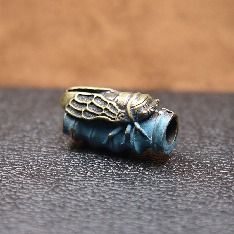 Bamboo Cicada Brass Knife Beads DIY Handmade Paracord Beads Lanyard Pendants Accessories EDC Outdoor Tool Umbrella Rope Hangings