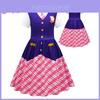 Barbie Cosplay Short Sleeve Dress For Girls European Style Cotton Fabric Cartoon Pattern Summer Season Ages 3-8