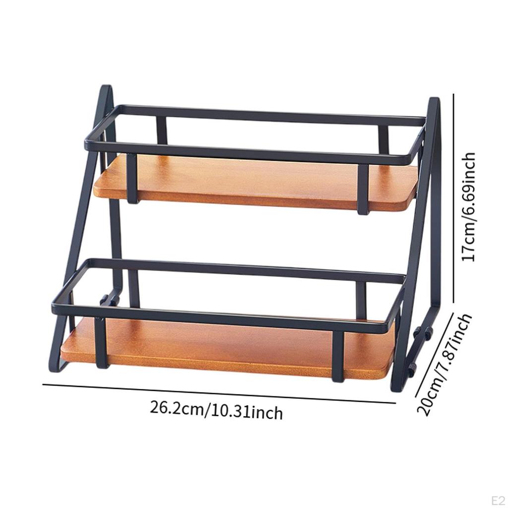 2 Layer Spice Rack Cup Storage Stand Standing Holder Desktop for
