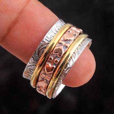 Unisex Ring, Heart Ring, Statement Jewelry, Worry  Ring, Silver Spinner,Calming Ring