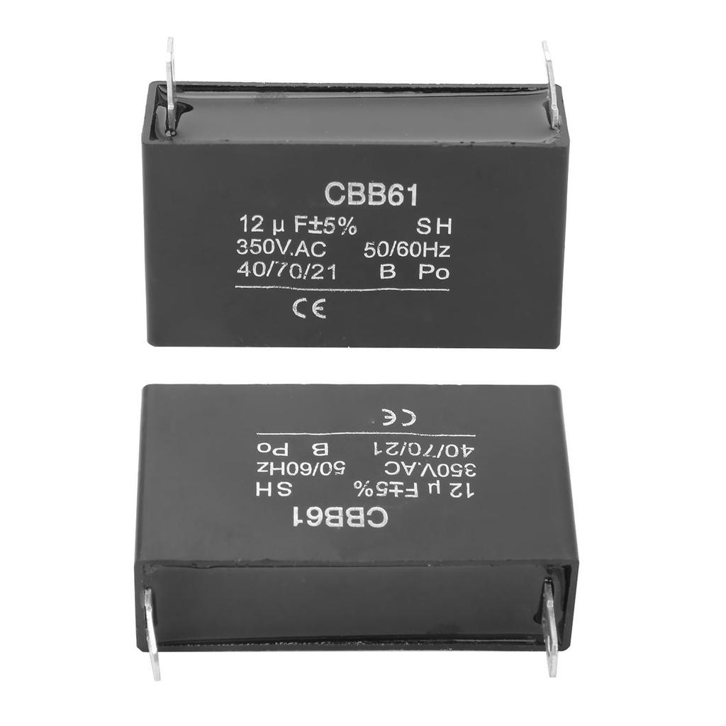 2Pcs Generator Capacitor Gasoline Starting 12UF Fan Motor AC Capacitor Plastic CBB61