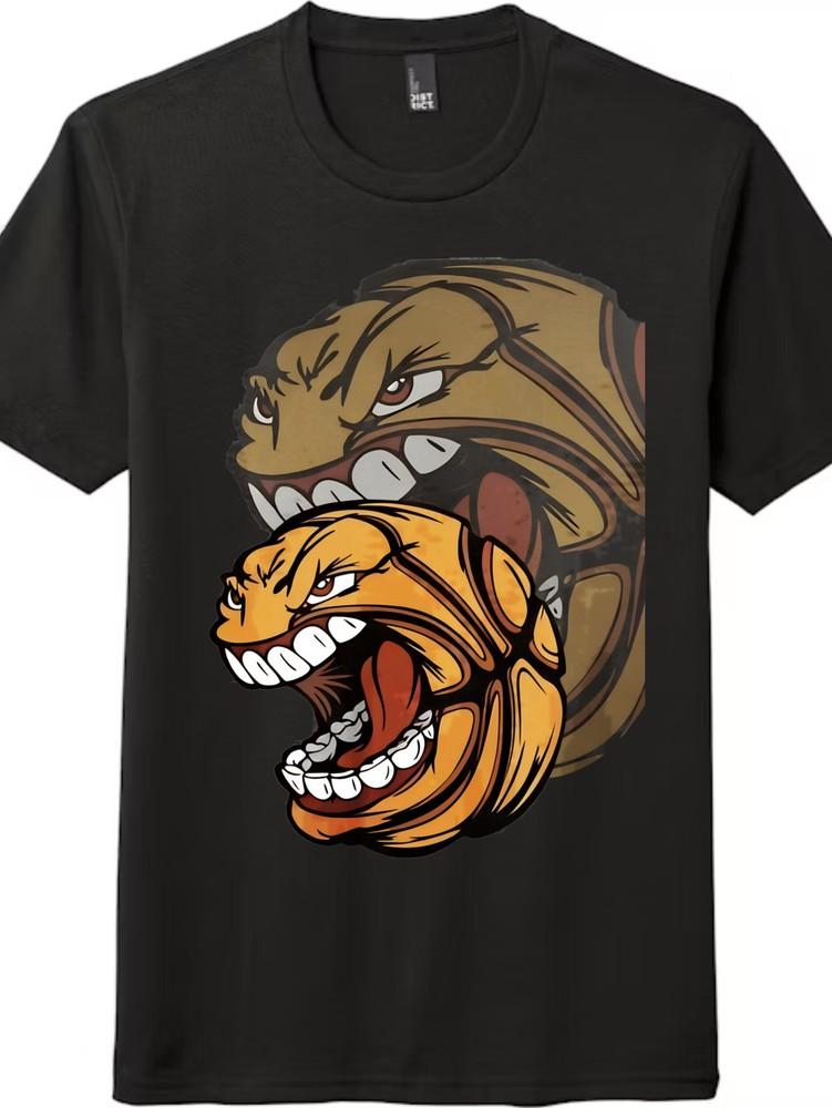 

Unisex Casual Trendy Cartoon Tee The Basketball Roaring Face Grumpy T-Shirt XL